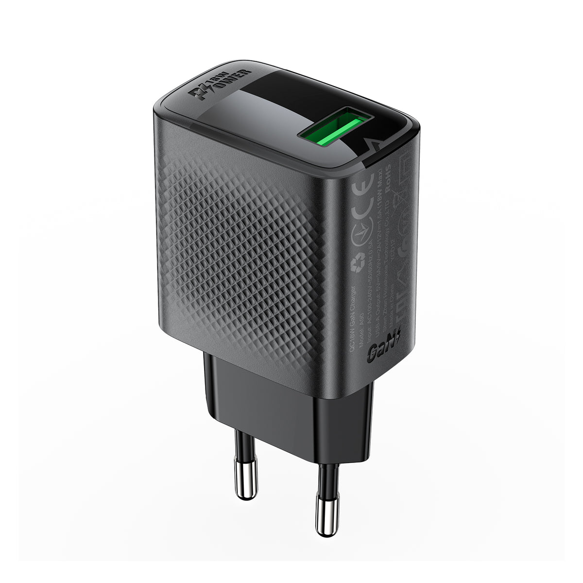 A90 QC18W GaN USB-A charger