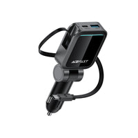 B26 60W car charger with retractable cable (2USB-C+1USB-A)