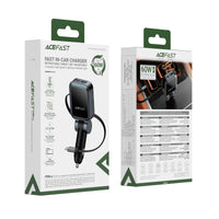 B26 60W car charger with retractable cable (2USB-C+1USB-A)