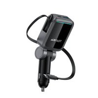 B26 60W car charger with retractable cable (2USB-C+1USB-A)